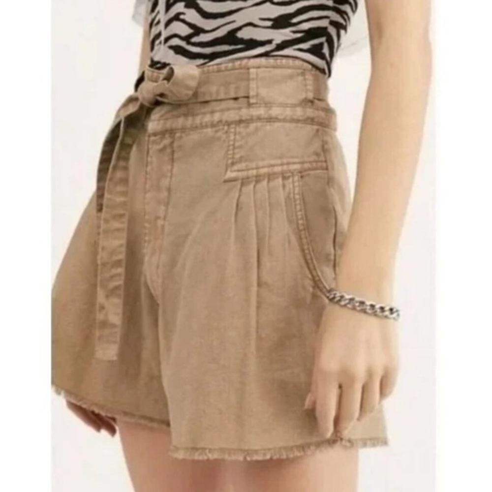 Free People bohemian whimsy cottage core Tan High Waist Shorts